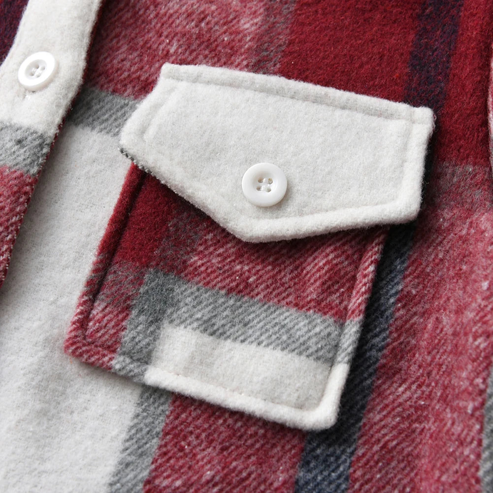 Hoodie Boys Plaid Shirt,Long Sleeve Kids Transition Jacket,Checkered Single Breasted Blouse,Spring Outerwear,Girls Lattice Tops