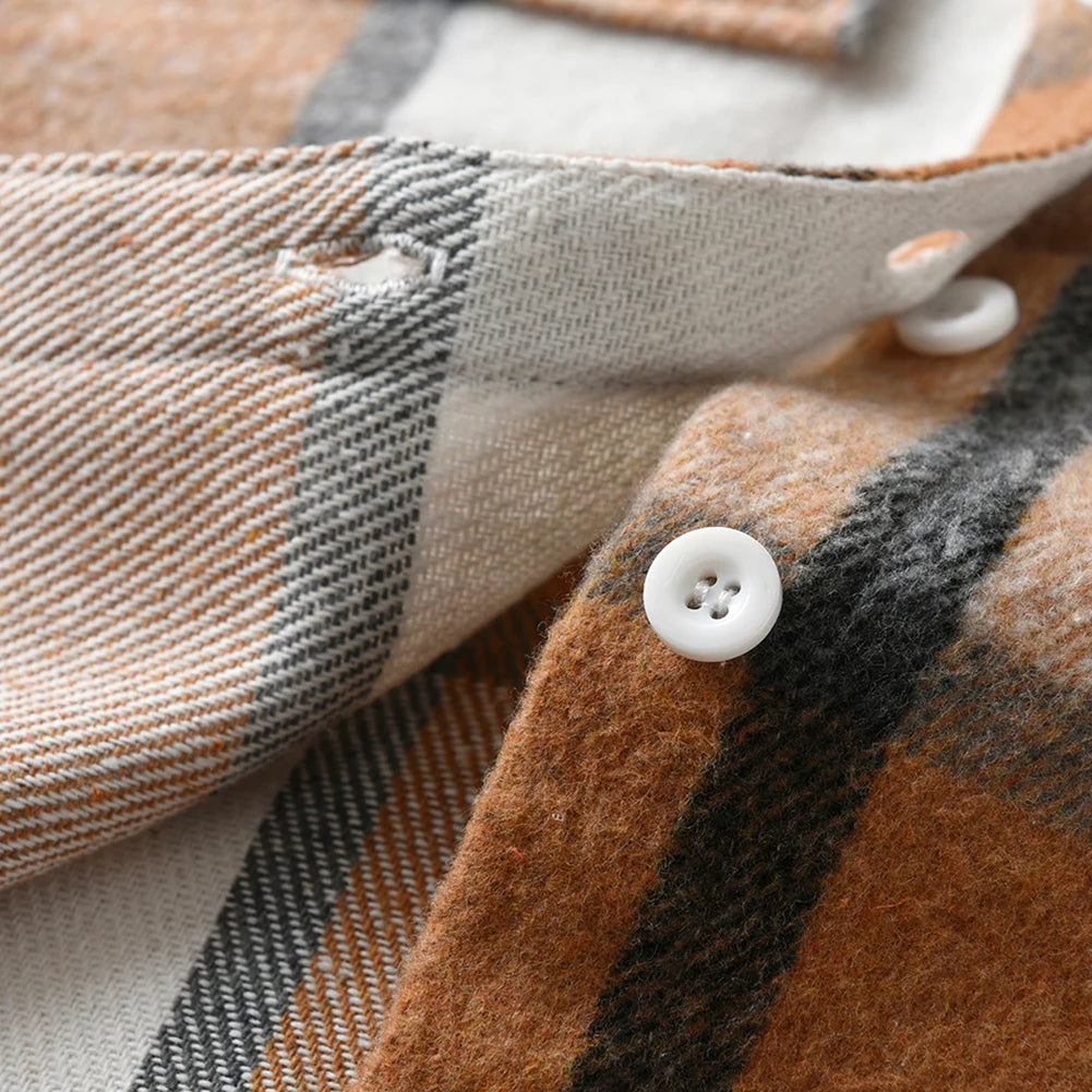 Hoodie Boys Plaid Shirt,Long Sleeve Kids Transition Jacket,Checkered Single Breasted Blouse,Spring Outerwear,Girls Lattice Tops