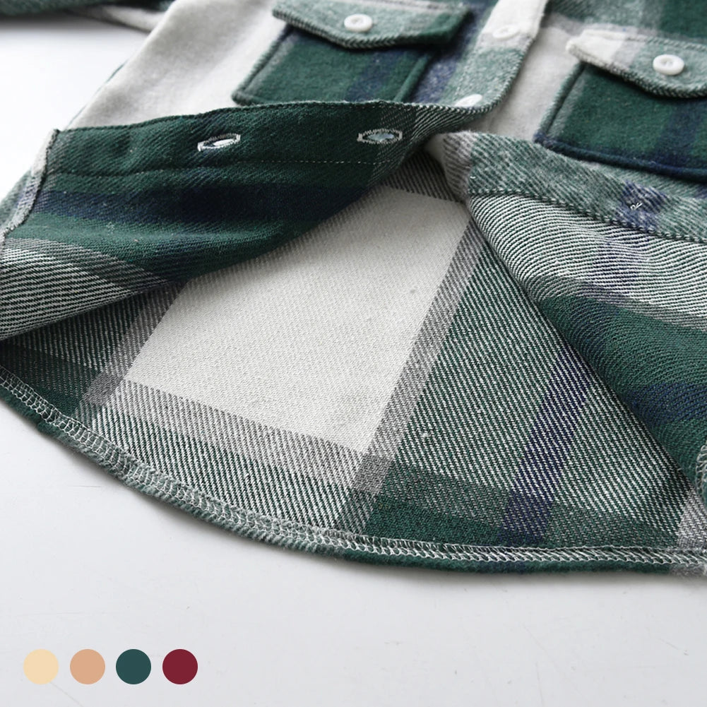 Hoodie Boys Plaid Shirt,Long Sleeve Kids Transition Jacket,Checkered Single Breasted Blouse,Spring Outerwear,Girls Lattice Tops